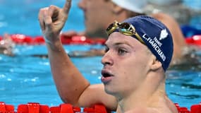 Léon Marchand après son deuxième titre olympique à Paris.