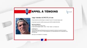 Ange-Antoine Agnetti, 41 ans, a disparu depuis le 16 août 2024.