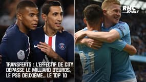 Transferts : L'effectif de City dépasse le milliard d'euros, le PSG deuxième... le Top 10