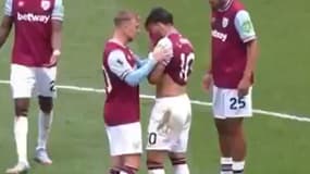 Lucas Paqueta en larmes après avoir été averti lors du match West Ham-Tottenham (1-1, Premier League), le 4 mai 2025
