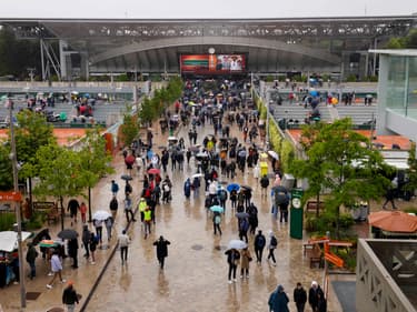 Illustration de la pluie à Roland-Garros, le 29 mai 2024