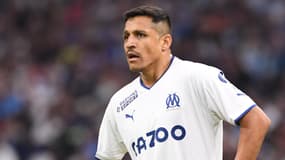 Alexis Sanchez avec l'OM contre Angers, le 14 mai 2023