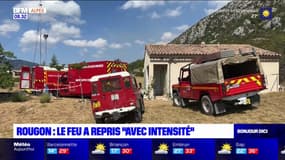 Rougon: l'incendie a repris dans une zone difficile d'accès