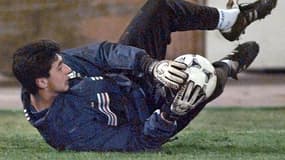 Lionel Letizi à l'entraînement avec l'équipe de France, le 23 mars 1998