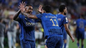 La joie de Malcom et Marcos Leonardo lors de l'exploit d'Al-Hilal contre Manchester City (4-3, a.p., Coupe du monde des clubs), le 30 juin 2025
