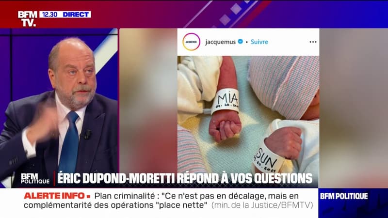 Tweet de Marion Maréchal sur Jacquemus: &quot;J&#039;y vois beaucoup d&#039;homophobie dans cette histoire&quot;, déclare Éric Dupond-Moretti, ministre de la Justice