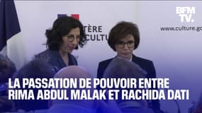 La passation entre Rima Abdul Malak et Rachida Dati, nouvelle ministre de la Culture 