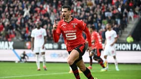 Martin Terrier lors de Rennes-Bresy (4-5, L1), le 28 avril 2024