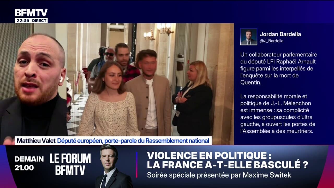Mort de Quentin: "La France insoumise a des comptes à rendre", estime Matthieu Valet, député européen (RN) Kép