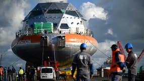 La station polaire Tara, le 1er octobre 2024, à Cherbourg, dans la Manche