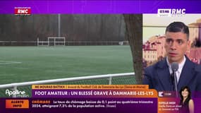 Maître Mourad Battikh, avocat du FC Dammarie-les-Lys, invité d’Apolline Matin sur RMC, le 11 février 2025, après la violente attaque lors d’un match contre Meaux