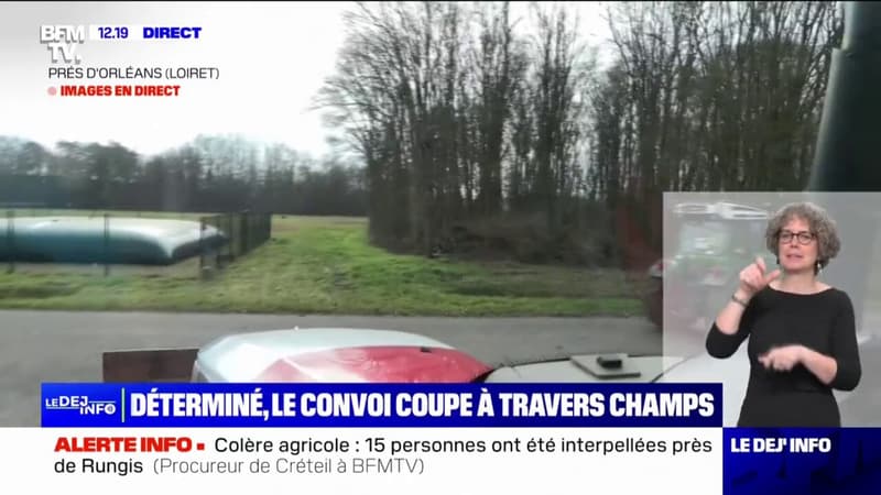 Loiret: le convoi de tracteurs parti d'Agen tente de contourner les gendarmes en passant par les champs