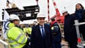 Emmanuel Macron lors de la visite des chantiers de Saint-Nazaire