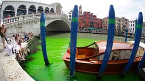 Un tronçon du Grand Canal de Venise a viré au vert fluorescent le 28 mai 2023
