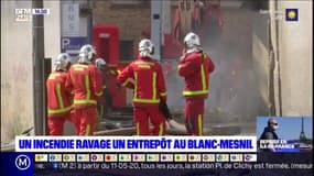 Un incendie a ravagé un entrepôt au Blanc-Mesnil, à proximité d'une usine de masques