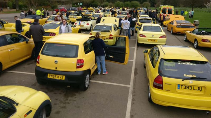 Des centaines de propriétaires de voitures jaunes ont organisé un grand convoi pour défiler dans le petit village de Bibury, en soutien à Peter Maddox. Sa Corsa jaune a été vandalisée à cause de sa couleur.