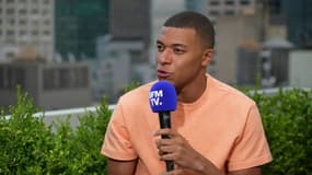 Kylian Mbappé accorde une interview à BFMTV à New York (États-Unis), diffusée le 24 juin 2022.