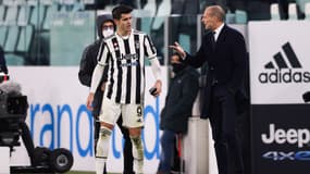 Alvaro Morata et Massimiliano Allegri lors de Juventus-Genoa