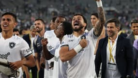 La rage d'Alex Telles, joueur de Botafogo après le succès (1-0) face au Paris Saint-Germain, jeudi 19 juin 2025.