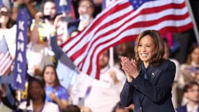 La candidate à l'élection américaine, Kamala Harris, à la convention démocrate à Chicago, le 22 août 2024.