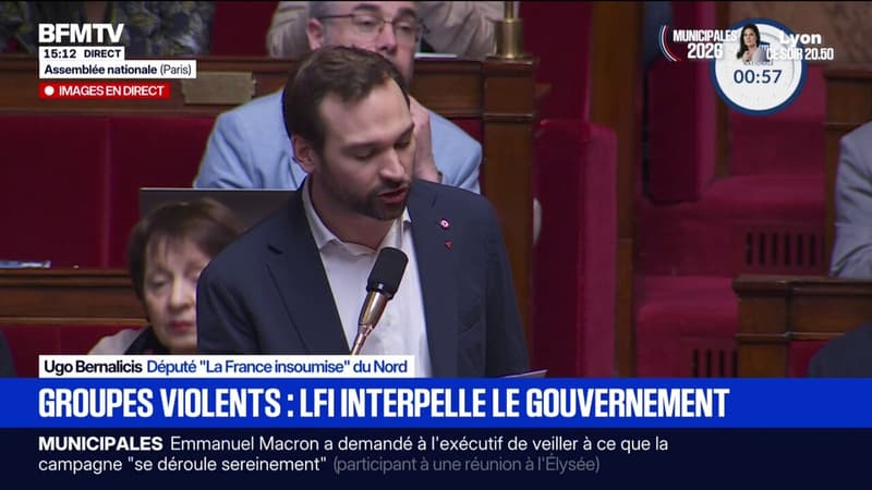 Groupuscules identitaires: "Nous, nous sommes antifascistes parce que nous sommes républicains ! Et vous ?", demande Ugo Bernalicis (LFI) au ministre de l'Intérieur sur la non-dissolution du collectif féministe d'extrême droite Némésis