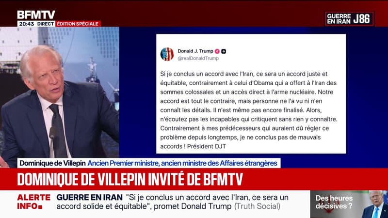 Accord entre l'Iran et les États-Unis: "Nous sommes dans un moment qui correspond à un marché de dupes", observe Dominique de Villepin, ancien Premier ministre