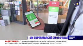 Essonne: la jauge de 8 m2 par client est respectée à l'aide d'un feu bicolore dans ce supermarché 