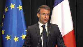 Emmanuel Macron en Albanie, le 17 octobre 2023.