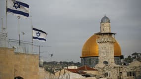 Des drapeaux israéliens à Jérusalem, le 5 décembre 2017. Donald Trump a reconnu la ville comme capitale d'Israël le 6 décembre.