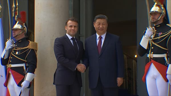 Emmanuel Macron et Xi Jinping à l'Élysée le 6 mai 2024 Emmanuel Macron et Xi Jinping à l'Élysée le 6 mai 2024