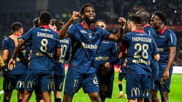 Odsonne Edouard et les joueurs du RC Lens, le 14 décembre 2025