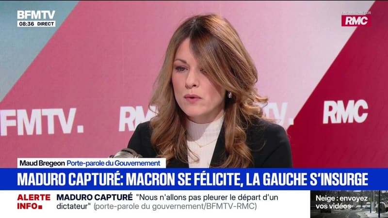 Maud Bregeon, porte-parole du gouvernement, interroge le rapport à la démocratie de Jean-Luc Mélenchon suite à sa prise de position sur le retour de Nicolás Maduro au Venezuela