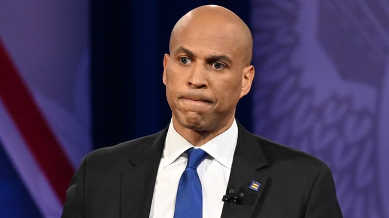 L'ex-candidat à la primaire démocrate Cory Booker lors d'un meeting à Los Angeles dédié aux questions LGBT, le 10 octobre 2019