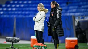 Sonia Bompastor et Camille Abily avec l'OL, le 22 novembre 2023