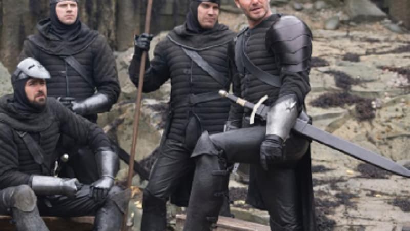 David Beckham sur le tournage du film "Le roi Arthur : la légende d'Excalibur"