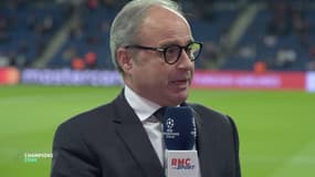 Luis Campos sur RMC Sport, au Parc des Princes le 11 octobre 2022