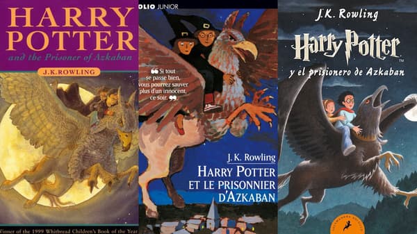 Les premières couvertures anglaise, française et espagnole de "Harry Potter et le prisonnier d'Azkaban"