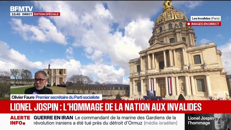 Hommage à Lionel Jospin: "C'était quelqu'un qui avait le souci de la transmission", se remémore Olivier Faure, premier secrétaire du Parti socialiste