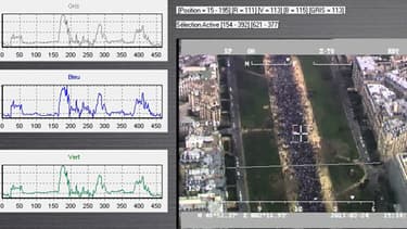 Image aérienne prise lors de la manifestation du 24 mars passée à l'analyse du logiciel Tungstène
