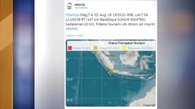 Le séisme s'est produit vendredi 2 août au sud-ouest de l'île de Java.