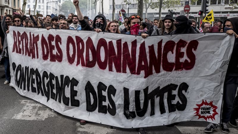Manifestation contre les ordonnances sur le code du travail à Lyon, le 12 septembre 2017.