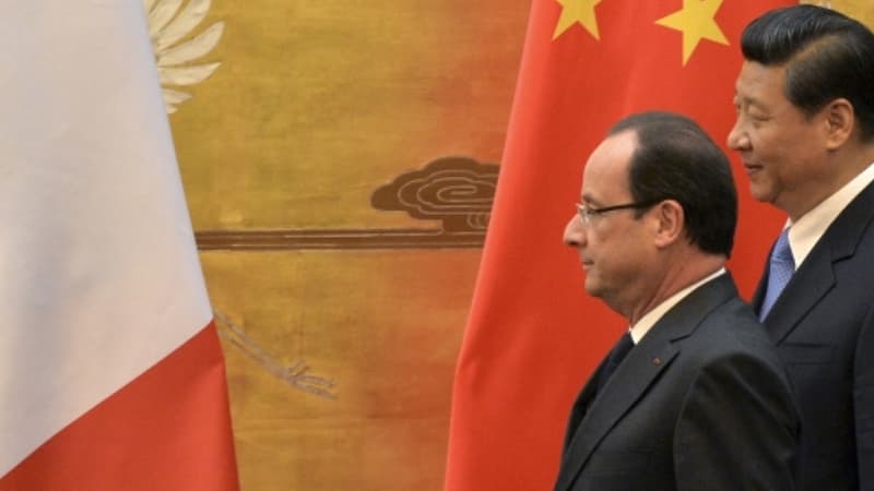 François Hollande et Xi Jinping au Palais du peuple à Pékin.