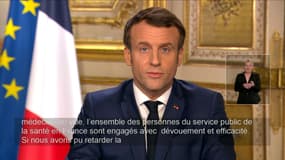 Emmanuel Macron durant son allocution du 12 mars 2020