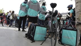 Des coursiers de la plateforme Deliveroo (illustration)