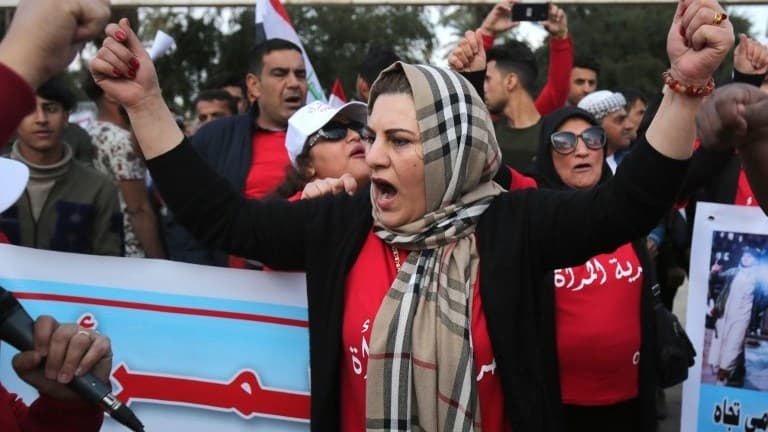 Des irakiennes dans le centre de Bagdad le 8 mars 2019. Des irakiennes dans le centre de Bagdad le 8 mars 2019.