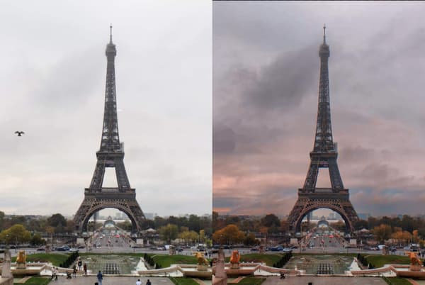Links: Foto mit dem Pixel 7 - rechts: Das Foto wurde mit dem Rat von Google AI retuschiert