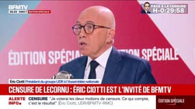 Éric Ciotti (UDR): “Oui, je voterai les deux motions de censure”