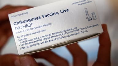 Une boîte de vaccin anti-chikungunya IXCHIQ dans une pharmacie au début de la campagne de vaccination contre la maladie, à La Réunion, le 7 avril 2025 (image d'illustration).