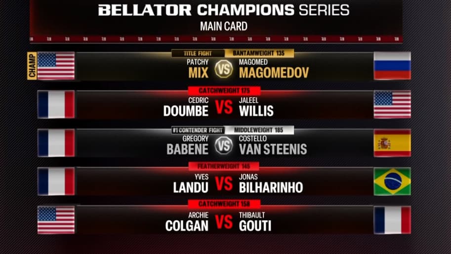 La carte principale du Bellator Paris, 17 mai 2024