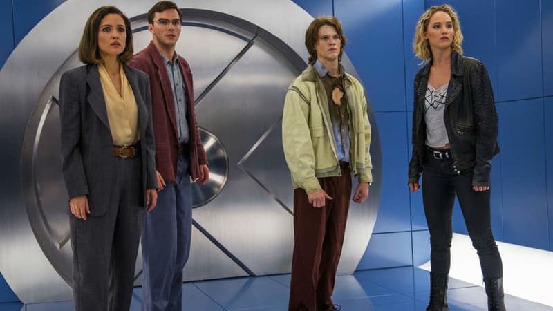 Rose Byrne, Nicholas Hoult, Lucas Till et Jennifer Lawrence dans "X-Men: Apocalypse"